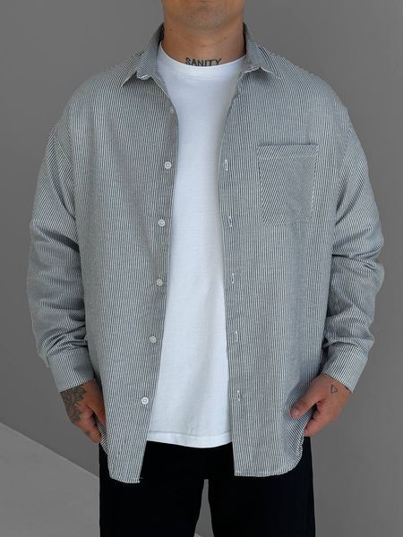 Чоловіча oversize сорочка у сірому кольорі oh890 фото