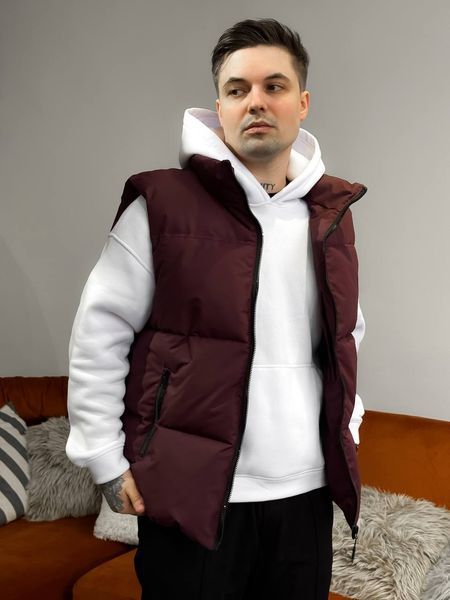 Чоловіча oversize жилетка у бордовому кольорі jl9 фото