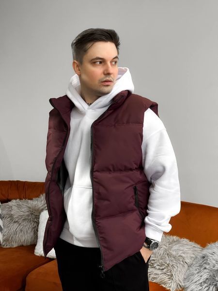 Чоловіча oversize жилетка у бордовому кольорі jl9 фото