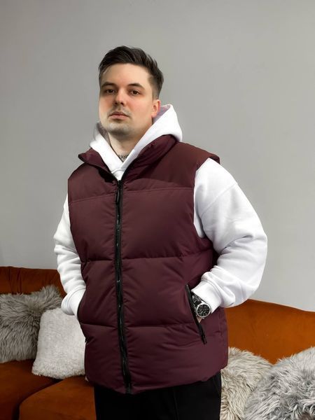 Чоловіча oversize жилетка у бордовому кольорі jl9 фото
