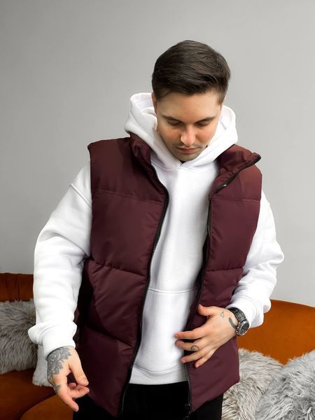 Чоловіча oversize жилетка у бордовому кольорі jl9 фото