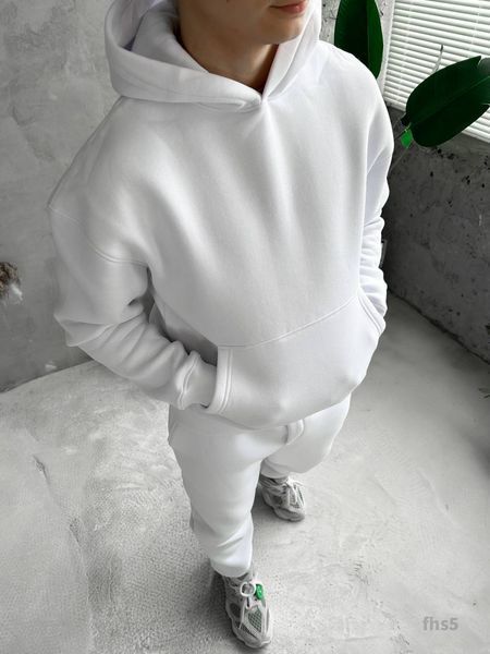 Чоловічий oversize костюм худі+штани у білому кольорі fhs5 фото