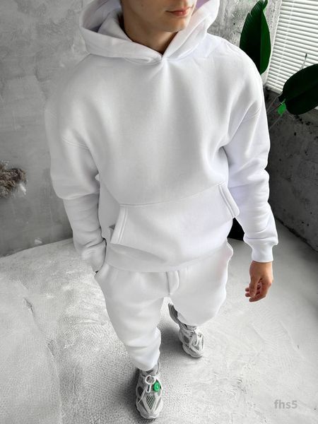 Чоловічий oversize костюм худі+штани у білому кольорі fhs5 фото