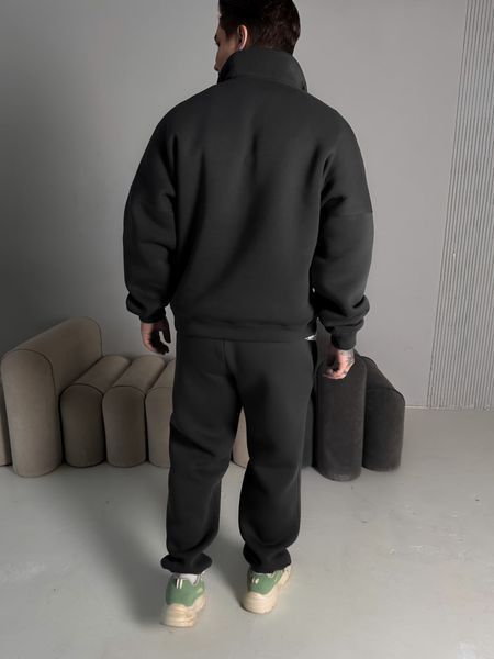 Чоловічий oversize костюм світшот+штани у графітовому кольорі kos51 фото