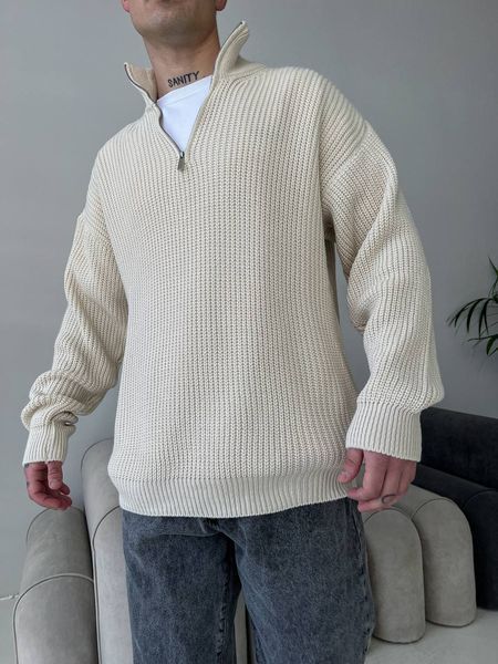 Мужской oversize свитер в бежевом цвете mr108 фото