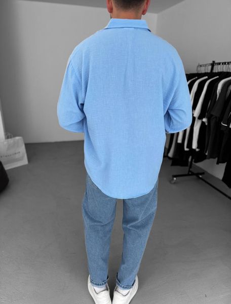 Мужская oversize рубашка в голубом цвете rs906 фото
