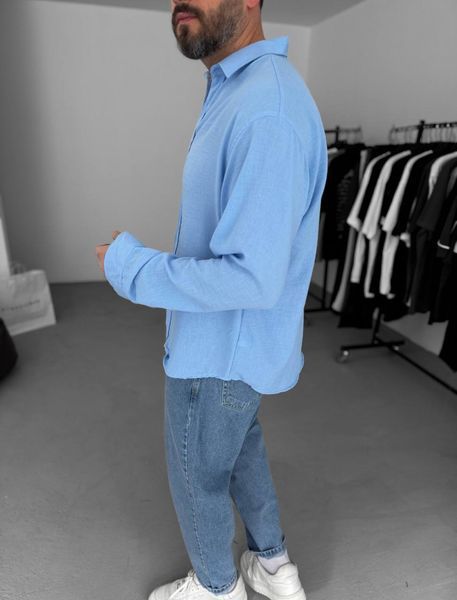 Мужская oversize рубашка в голубом цвете rs906 фото