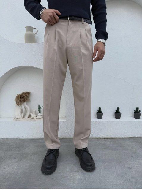 Мужские брюки Baggy в бежевом цвете br9-S фото