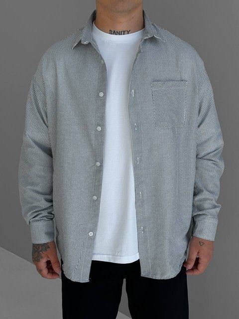 Мужская oversize рубашка в сером цвете oh890 фото