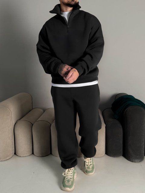 Чоловічий oversize костюм світшот+штани у графітовому кольорі kos51 фото