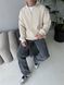 Мужской oversize свитер в бежевом цвете mr108 фото 8