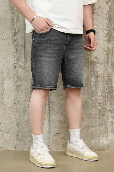 Чоловічі джинсові шорти oversize у темно-сірому кольорі 2012blk фото