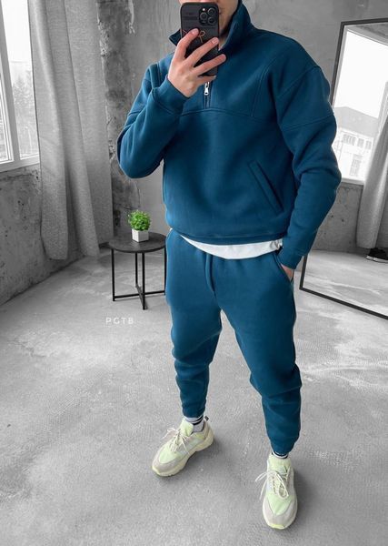 Мужской oversize костюм на флисе в синем цвете pgt10n фото