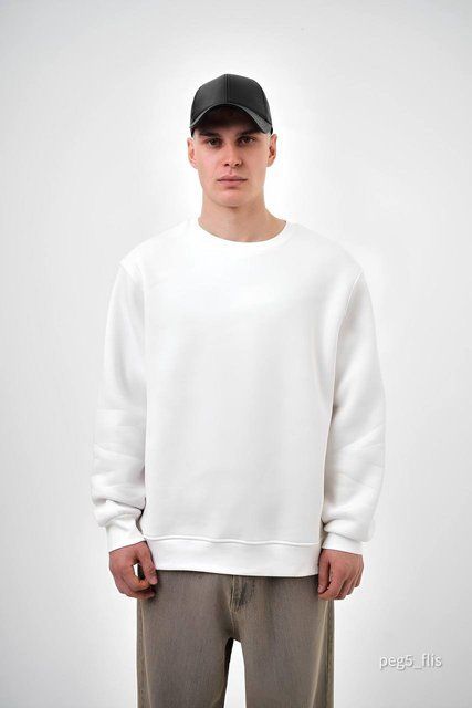 Чоловічий oversize світшот у білому кольорі peg5_flis фото