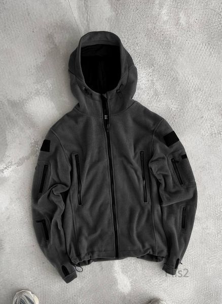 Чоловіча флісова oversize кофта у темно-сірому кольорі flis2 фото