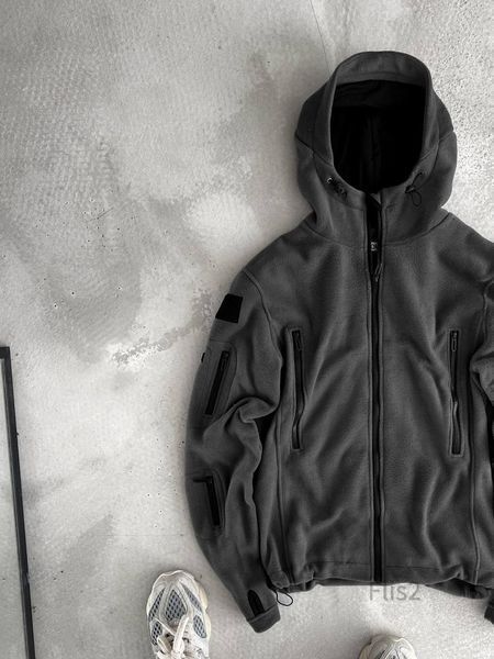 Чоловіча флісова oversize кофта у темно-сірому кольорі flis2 фото