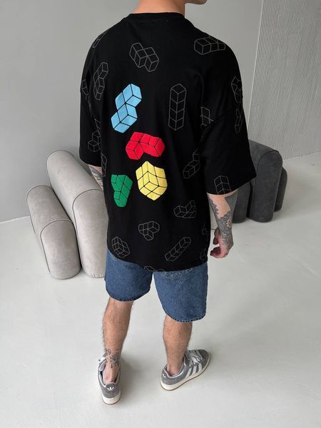 Мужская oversize футболка в черном цвете bz273 фото