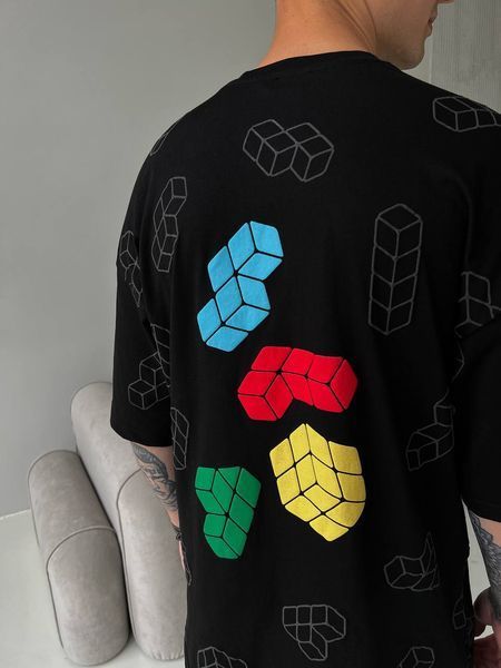 Мужская oversize футболка в черном цвете bz273 фото