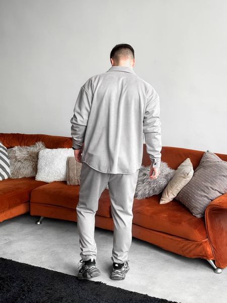 Чоловічий oversize костюм сорочка + штани у сірому кольорі rb8 фото