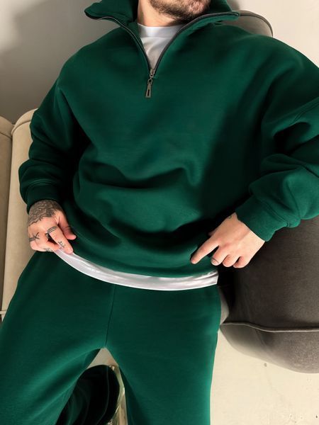 Чоловічий oversize костюм світшот+штани у зеленому кольорі kos52 фото