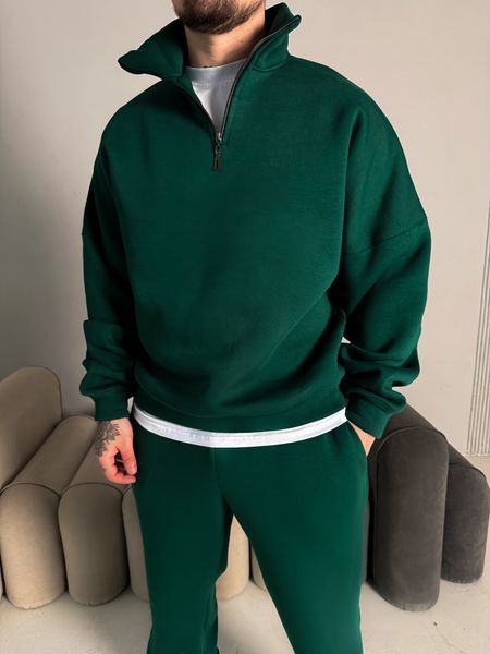 Чоловічий oversize костюм світшот+штани у зеленому кольорі kos52 фото