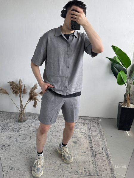 Чоловічий oversize костюм у сірому кольорі liam9 фото