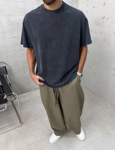 Мужская oversize вареная футболка в графитовом цвете ch298k-S фото
