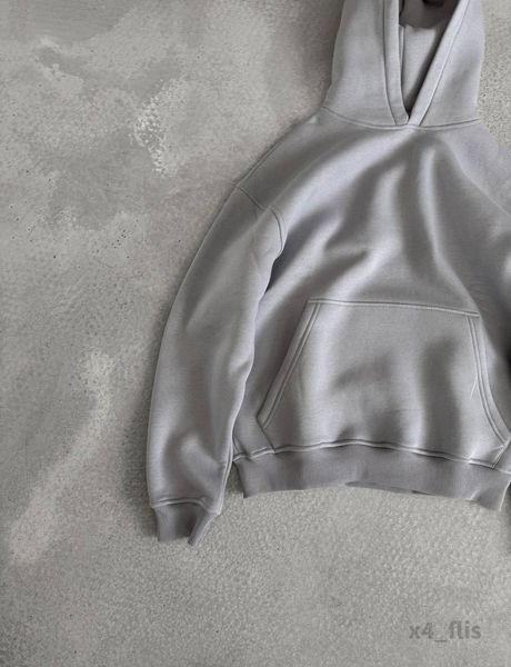 Мужское oversize худи на флисе в сером цвете x4_flis фото