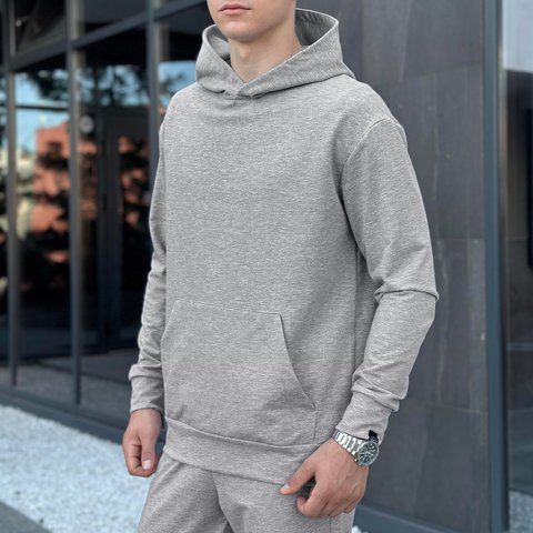 Мужское oversize худи в светло-сером цвете blhu2745ge фото