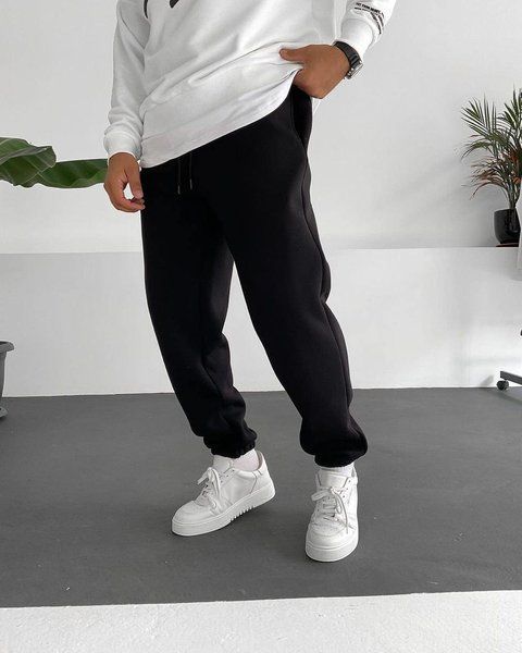 Мужские oversize спортивные брюки в черном цвете vz-sb204blc фото