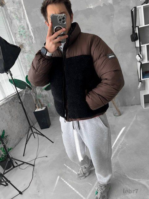 Чоловіча зимова oversize куртка у чорному кольорі lebr7 фото