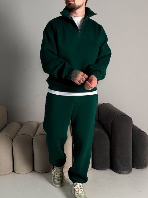 Чоловічий oversize костюм світшот+штани у зеленому кольорі kos52 фото