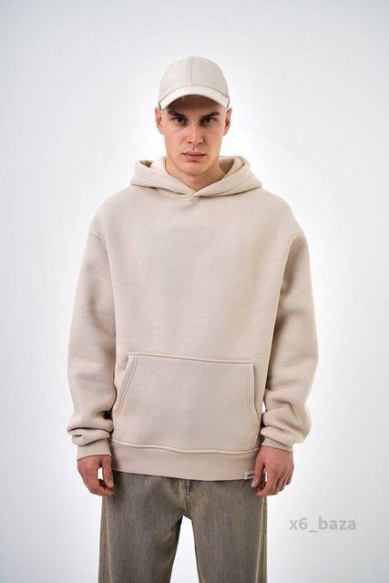 Чоловіче oversize худі у бежевому кольорі x6_baza-Xs фото