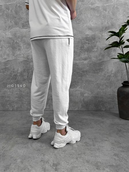 Мужские oversize спортивные брюки в белом цвете нф1940 фото