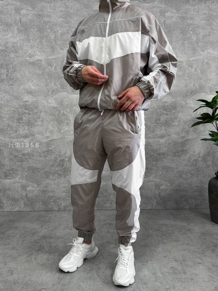 Мужской oversize костюм из плащевки в сером цвете нф1958 фото