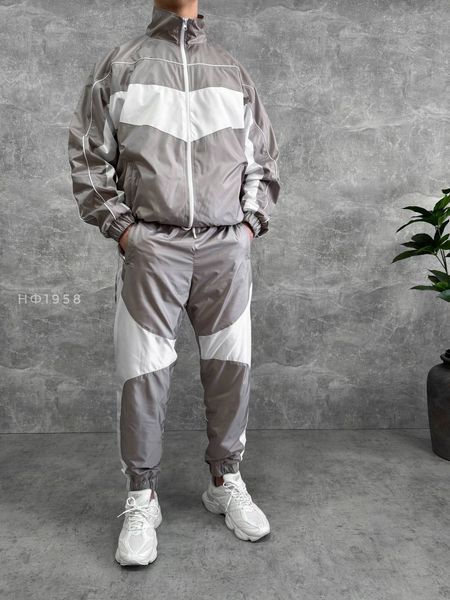 Мужской oversize костюм из плащевки в сером цвете нф1958 фото