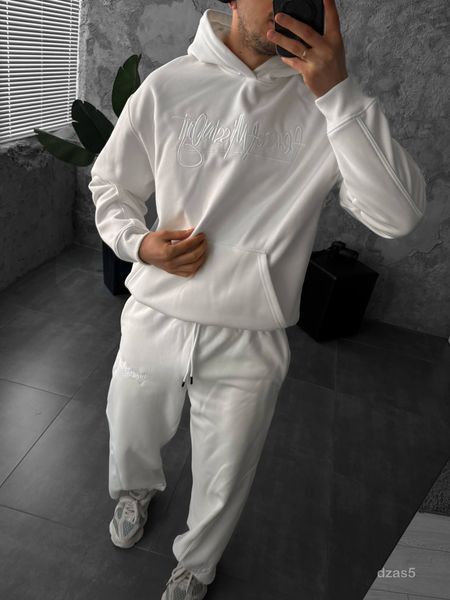 Мужской oversize спортивный костюм в белом цвете dzas5n фото