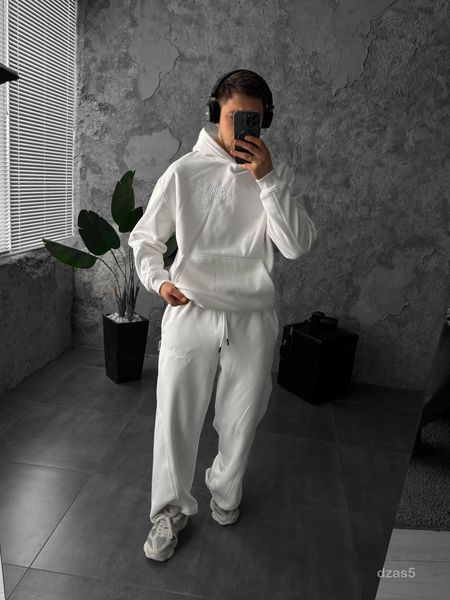 Мужской oversize спортивный костюм в белом цвете dzas5n фото