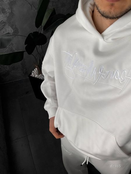 Мужской oversize спортивный костюм в белом цвете dzas5n фото