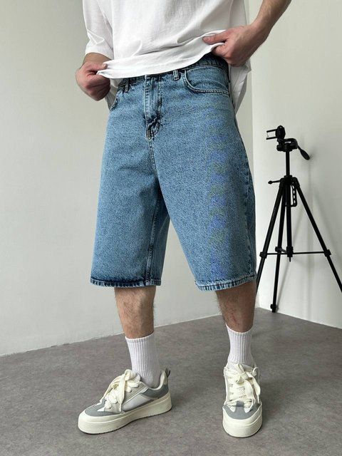 Чоловічі джинсові шорти Baggy у блакитному кольорі sh00810k-28 фото