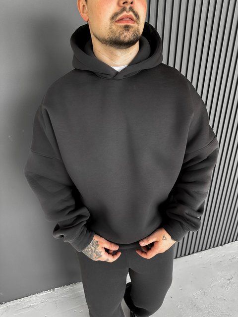 Чоловіче oversize худі в графітовому кольорі xu42 фото