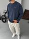 Чоловічий oversize лонгслів у синьому кольорі tt2466 фото 3