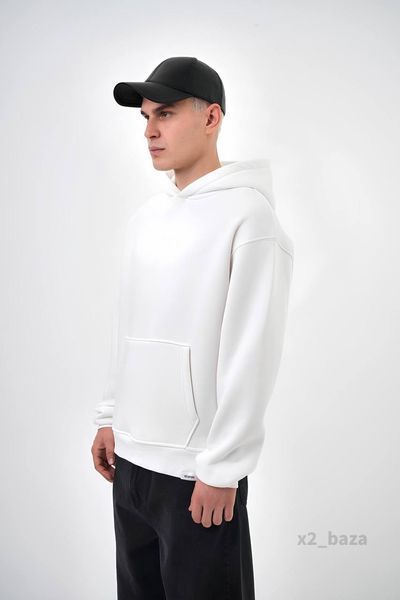 Чоловіче oversize худі у білому кольорі x2_baza-Xs фото