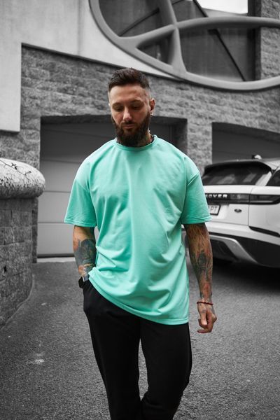 Мужская oversize футболка в зеленом цвете 1386630543 фото