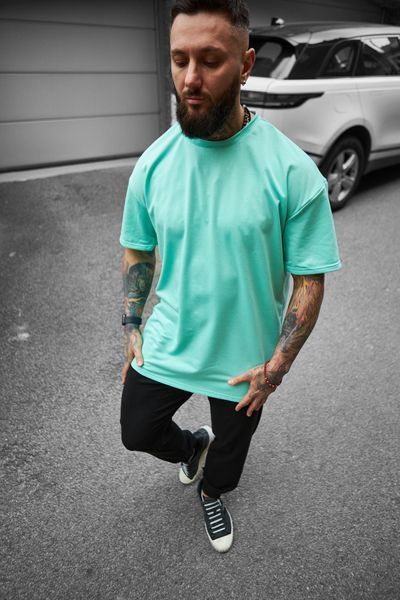 Мужская oversize футболка в зеленом цвете 1386630543 фото