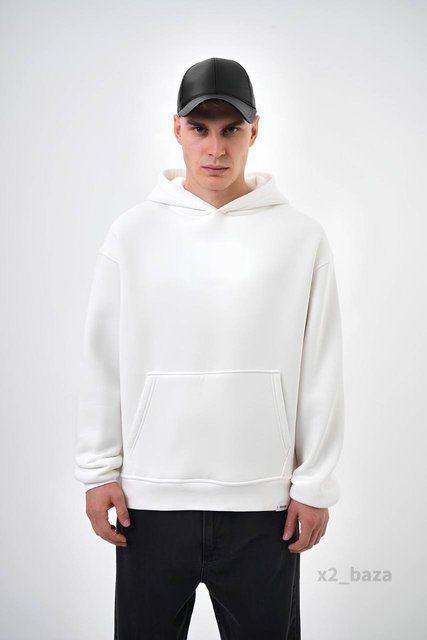 Чоловіче oversize худі у білому кольорі x2_baza-Xs фото