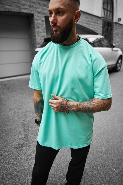 Мужская oversize футболка в зеленом цвете 1386630543 фото