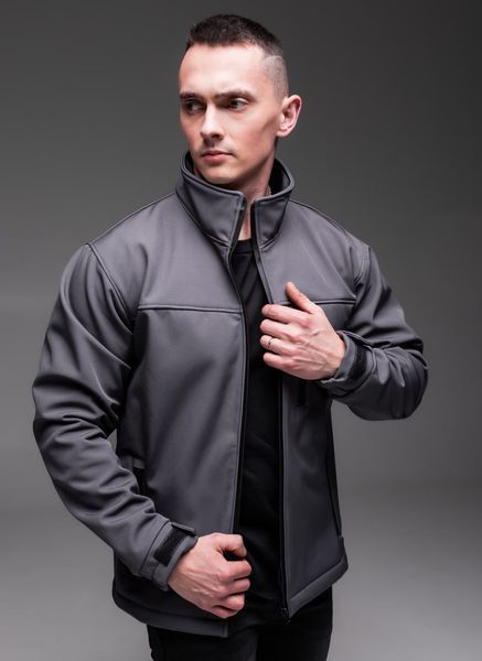 Мужская куртка на флисе Soft shell в сером цвете 2225gr фото