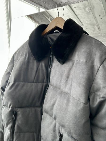 Чоловіча зимова куртка з коміром у сірому кольорі kk10grey фото