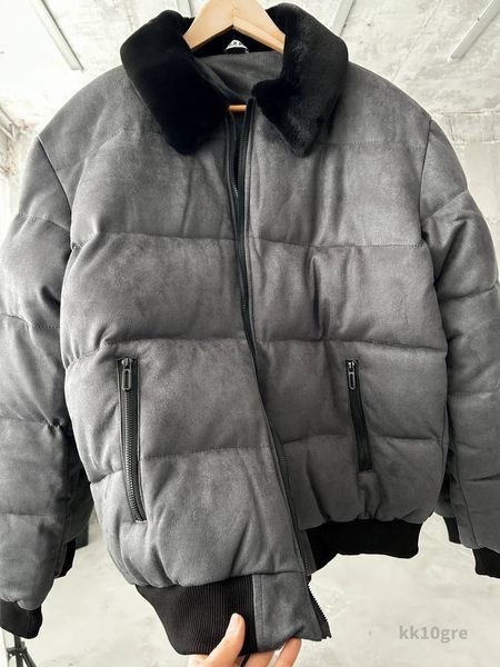 Чоловіча зимова куртка з коміром у сірому кольорі kk10grey фото